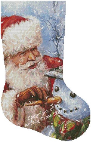 Santa With Snowman Stocking (Right) - Artecy Cross Stitch
