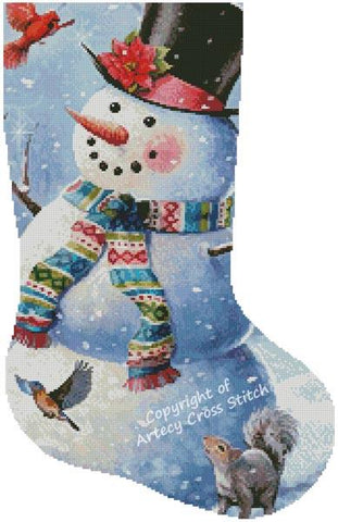 Snowman And Friends Stocking (Right) - Artecy Cross Stitch