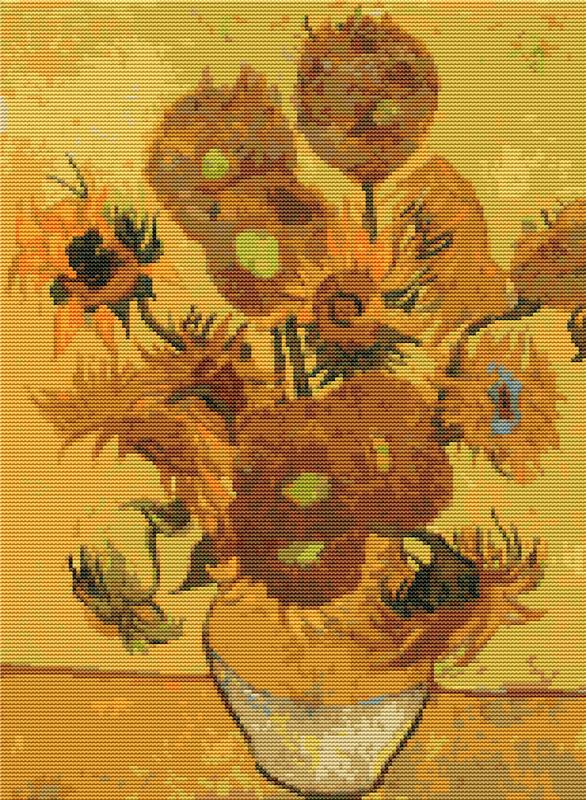 Still Life Vase With Fifteen Sunflowers - Art of Stitch, The