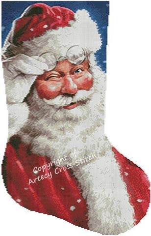 Santa Wink Stocking (Right) - Artecy Cross Stitch