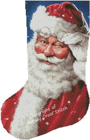 Santa Wink Stocking (Left) - Artecy Cross Stitch