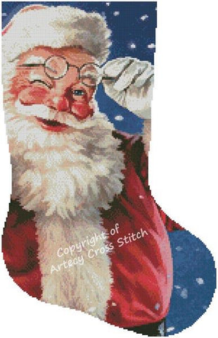 Santa Wink 2 Stocking (Right) - Artecy Cross Stitch