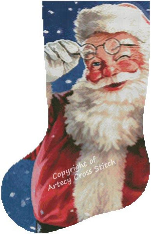 Santa Wink 2 Stocking (Left) - Artecy Cross Stitch