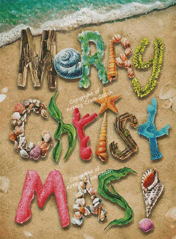 Merry Christmas Beach (Large) - Artecy Cross Stitch