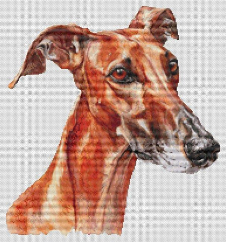 Red Greyhound - White Willow Stitching