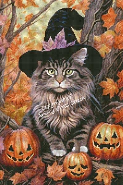 Mini Halloween Siberian Cat - Artecy Cross Stitch