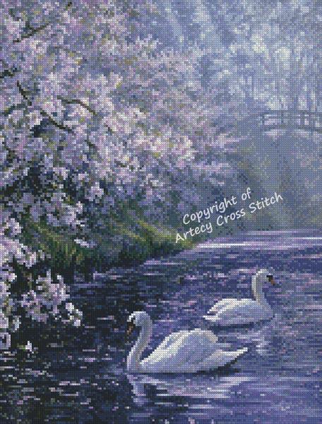 Mini Mute Swans 2 - Artecy Cross Stitch