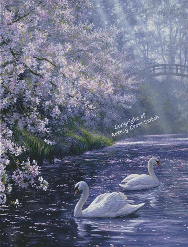 Mute Swans 2 (Large) - Artecy Cross Stitch