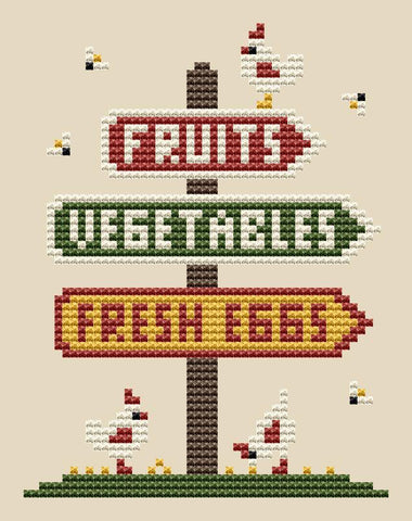 Farm Market Sign - Cute Embroidery by Kate