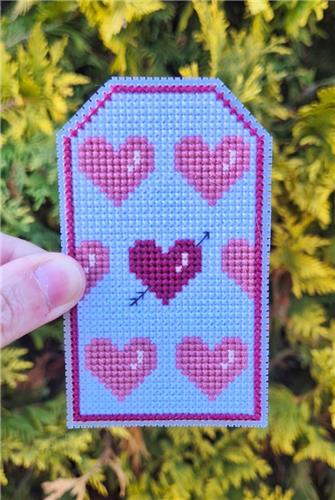 Valentines Day Hearts Tag - Cute Embroidery by Kate