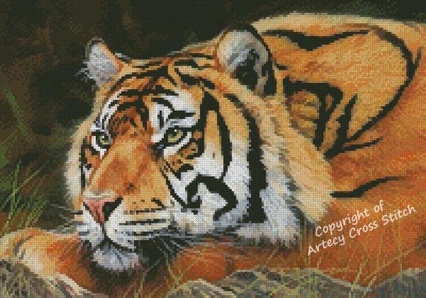 Mini Sumatran Tiger Resting - Artecy Cross Stitch