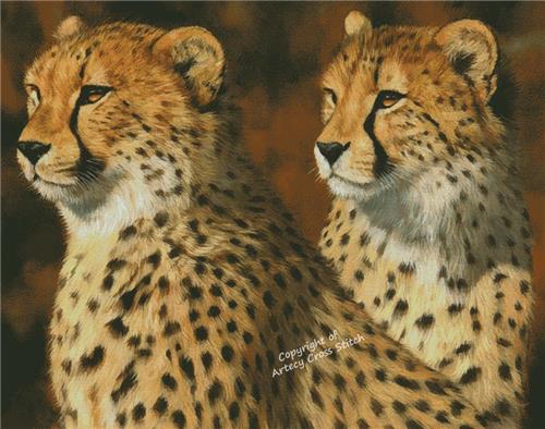 Cheetah Brothers (Large) - Artecy Cross Stitch