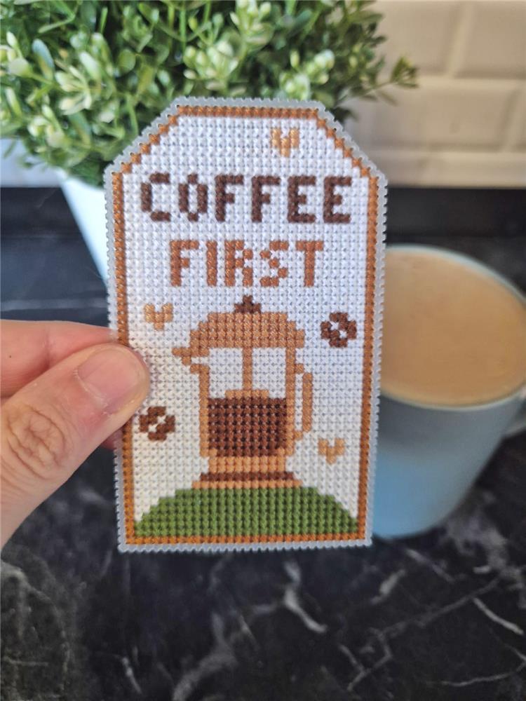 Coffee First Tag - Cute Embroidery by Kate