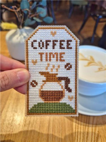 Coffee Time Tag - Cute Embroidery by Kate