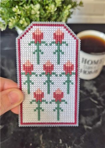 Valentine's Day Flowers Tag - Cute Embroidery by Kate
