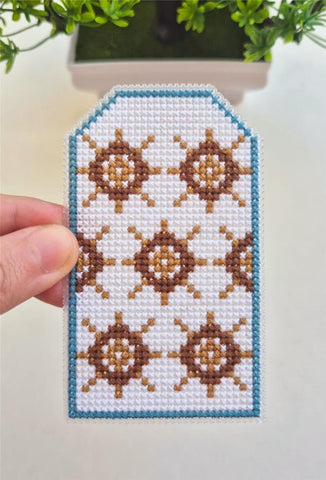 Ship's Wheel Tag - Cute Embroidery by Kate