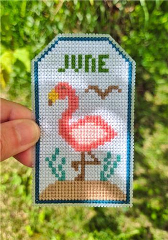 Flamingo Tag - Cute Embroidery by Kate