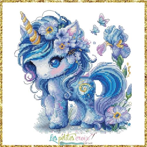 Unicorn Blue Flowers - Les Petites Croix De Lucie