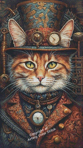 Elegant Steampunk Cat - Artecy Cross Stitch