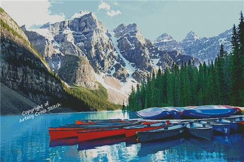 Boats On Moraine Lake, Canada (Large)  - Artecy Cross Stitch