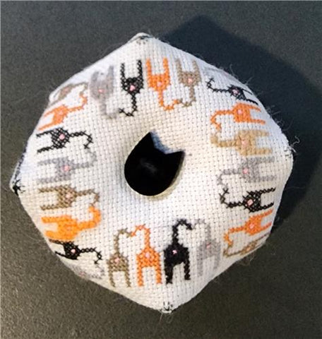 Cat Butt Biscornu - Cobweb and Rose