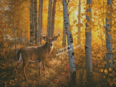 Mini Whitetail In Aspens - Artecy Cross Stitch