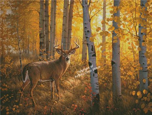 Whitetail In Aspens (Large) - Artecy Cross Stitch
