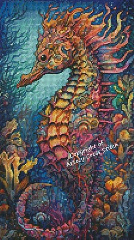 Mini Colourful Abstract Seahorse - Artecy Cross Stitch
