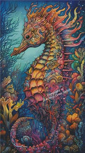 Colourful Abstract Seahorse (Large) - Artecy Cross Stitch