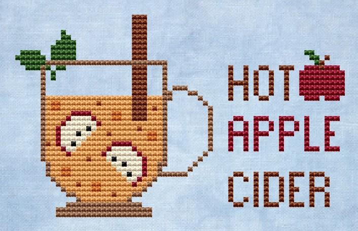 Hot Apple Cider - Cute Embroidery by Kate