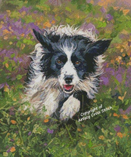 Mini Border Collie Running - Artecy Cross Stitch