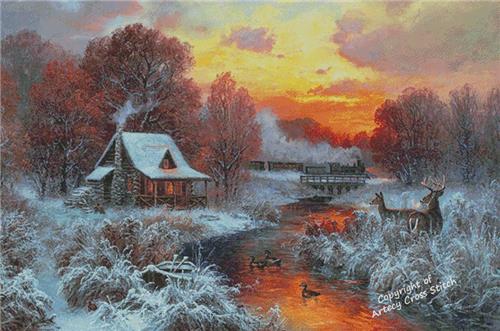 Christmas Train Route (Large) - Artecy Cross Stitch