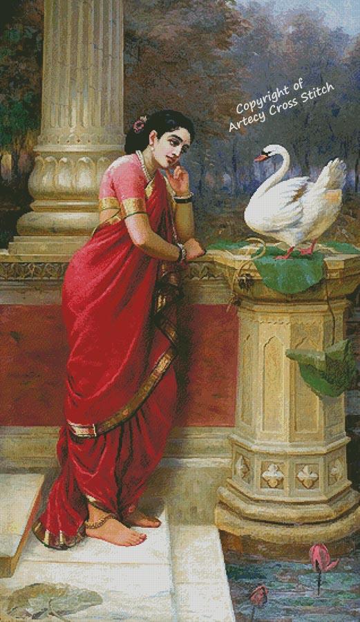 Damayanti Talking To The Royal Swan About Nala (Large) - Artecy Cross Stitch