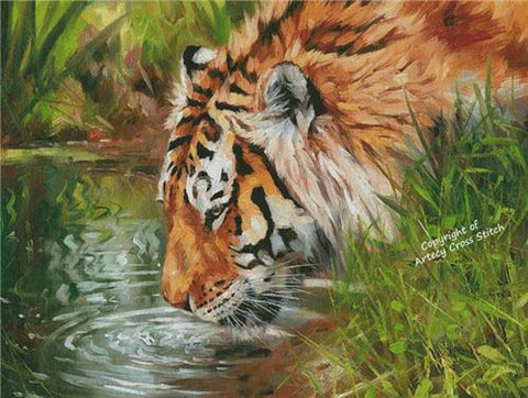 Tiger Quenching Thirst (Large) - Artecy Cross Stitch