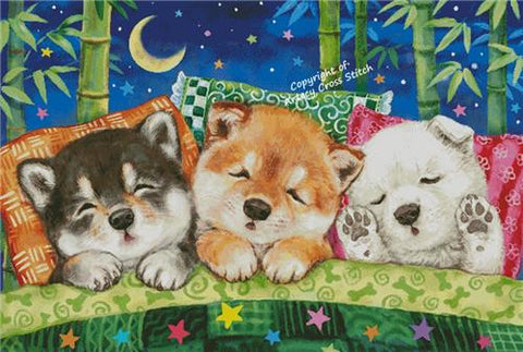Shiba Puppies Happy Dreams (Large)  - Artecy Cross Stitch
