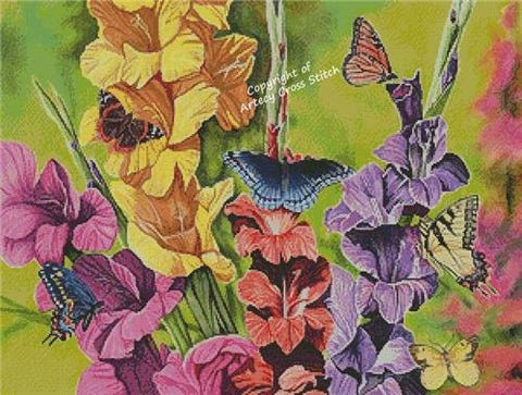 Butterflies And Gladiolas - Artecy Cross Stitch