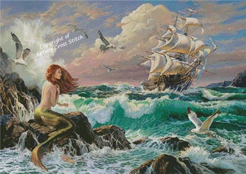 The Mermaid And The Ship - Artecy Cross Stitch