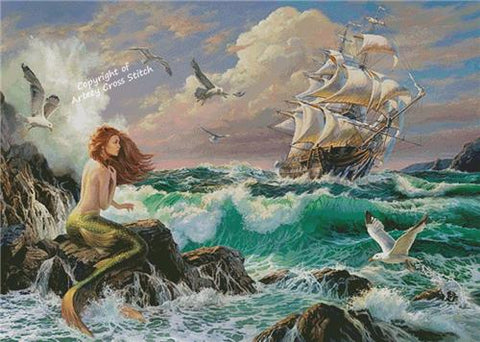 The Mermaid And The Ship (Large) - Artecy Cross Stitch