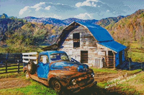 Mini Rusty Truck In Blue - Artecy Cross Stitch