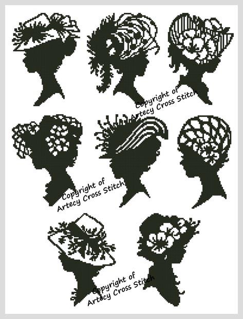 Mini Lady Silhouettes 2 - Artecy Cross Stitch