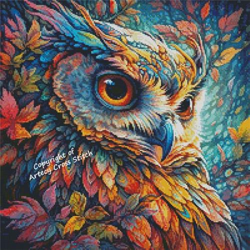Mini Colourful Abstract Owl - Artecy Cross Stitch