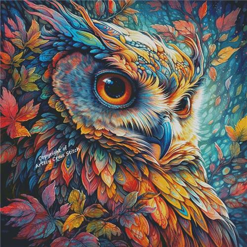 Colourful Abstract Owl (Large) - Artecy Cross Stitch