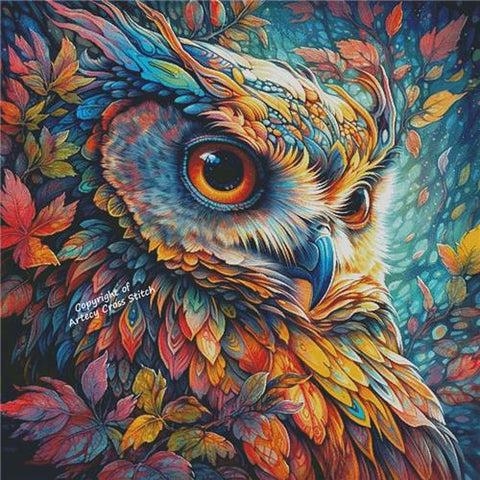 Colourful Abstract Owl (Large) - Artecy Cross Stitch