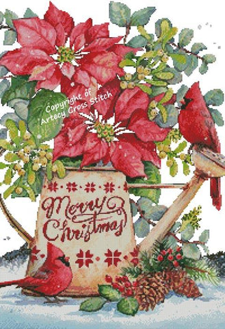 Christmas Watering Can (No Background) - Artecy Cross Stitch