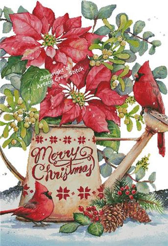 Christmas Watering Can Large (No Background) - Artecy Cross Stitch