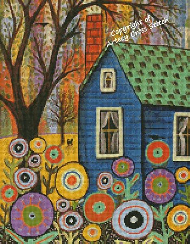 Mini Blue Cottage - Artecy Cross Stitch