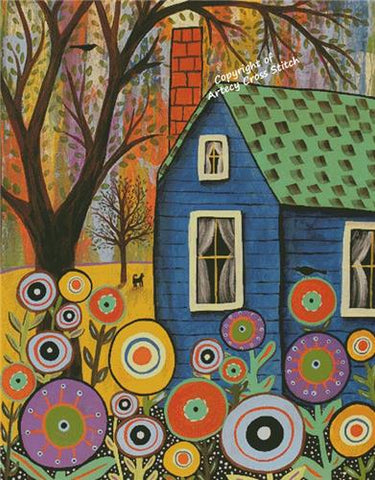 Blue Cottage (Large) - Artecy Cross Stitch