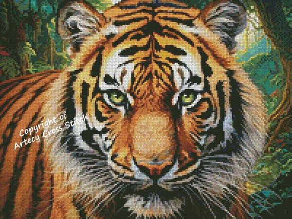 Mini Tiger Close Up Portrait - Artecy Cross Stitch