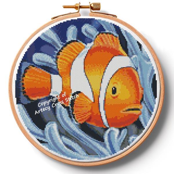 Clownfish 2 Hoop (Large) - Artecy Cross Stitch
