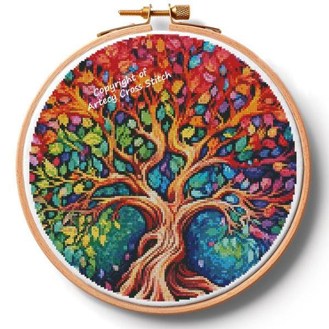 Colourful Tree Hoop (Extra Large) - Artecy Cross Stitch